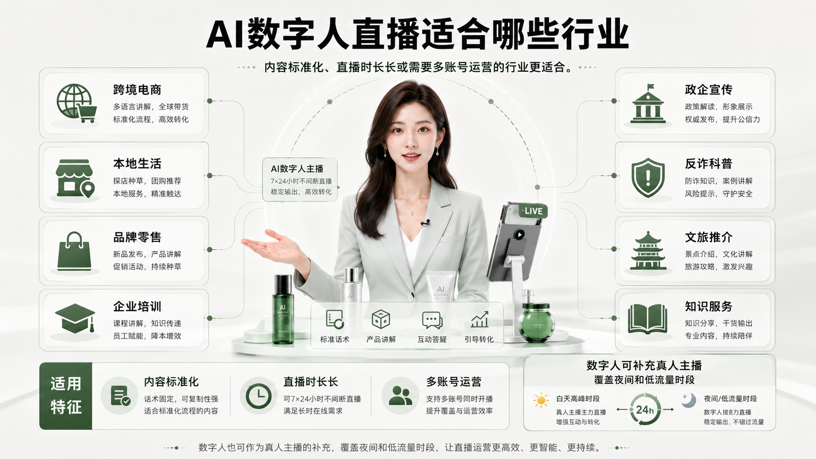 数字人直播适合哪些行业|万晟AI数字人直播服务说明图